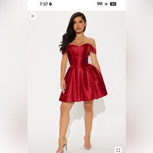 Fashion Nova Strapless Red Dress